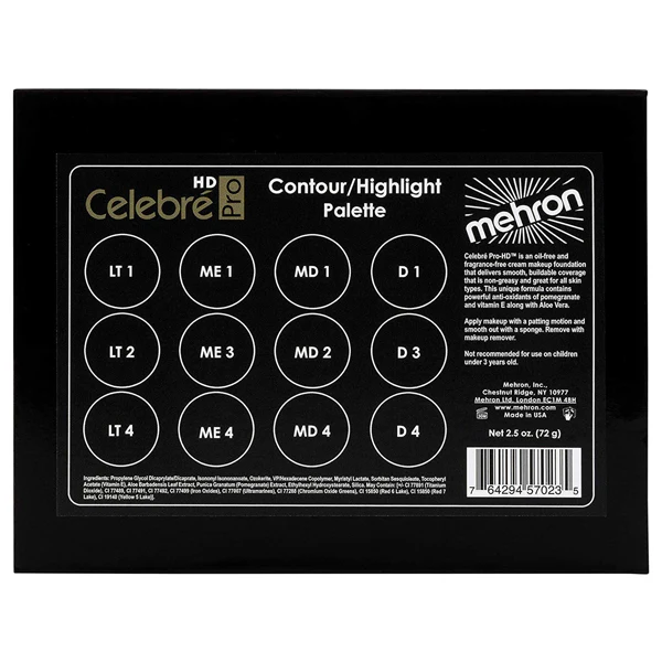 Celebre Pro HD Cream Contour & Highlight Palette, 12 Shades - Image 3